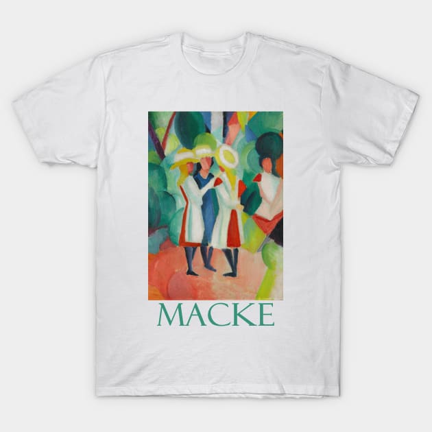 Four Girls in Straw Hats by German Expressionist August Macke T-Shirt by Naves